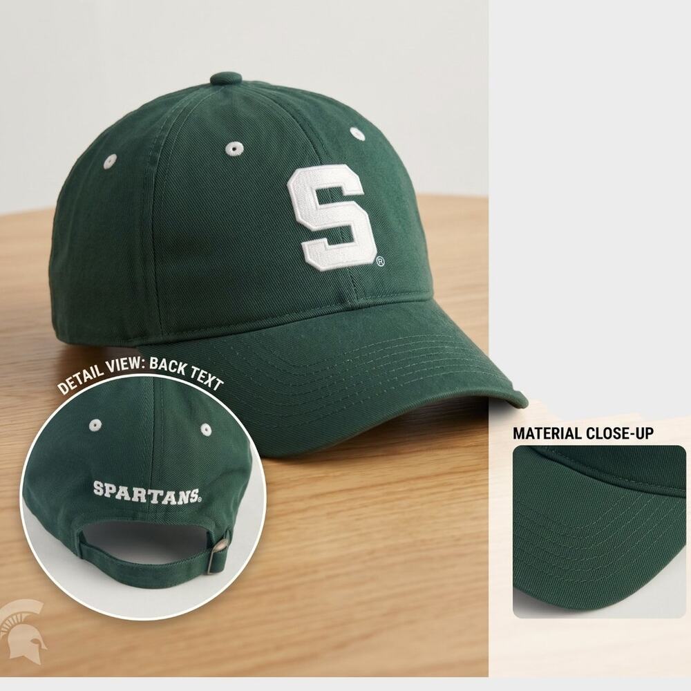 Signatures Michigan State Spartans Adjustable Green Baseball Hat Cap